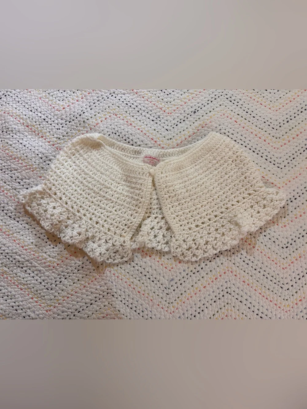 Hand-Crocheted Cream Kids Capelet Shrug